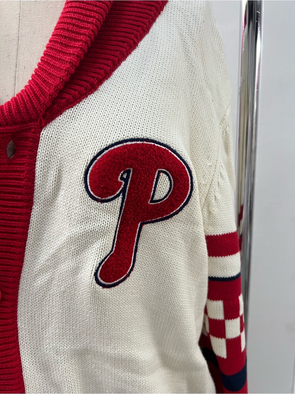 Genuine Merchandise Red & Cream Knit Cardigan - Picture 3 of 9